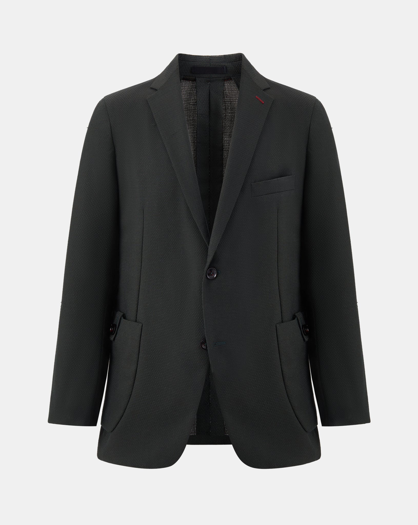Single-Breasted Textured Blazer - Military Green