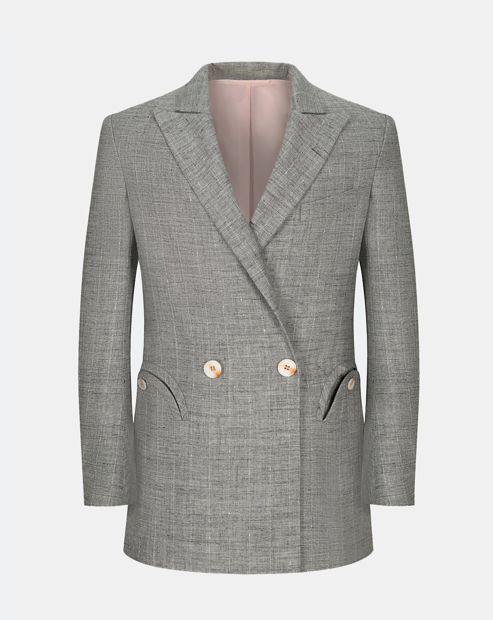 The Dual Line Blazer - Grey with Pink Interior