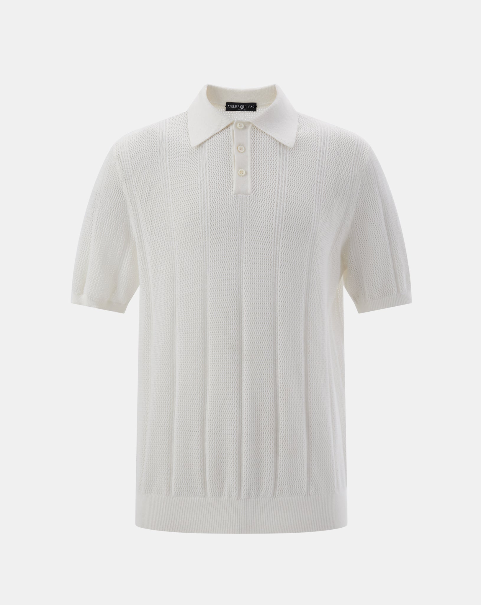 The Knitted Polo 200s with Decors - White