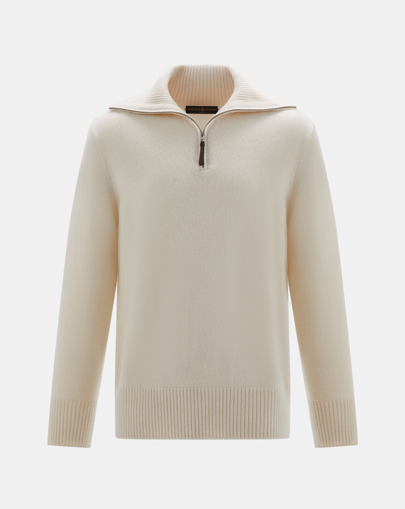 The Neck Zipper Sweater - Cream