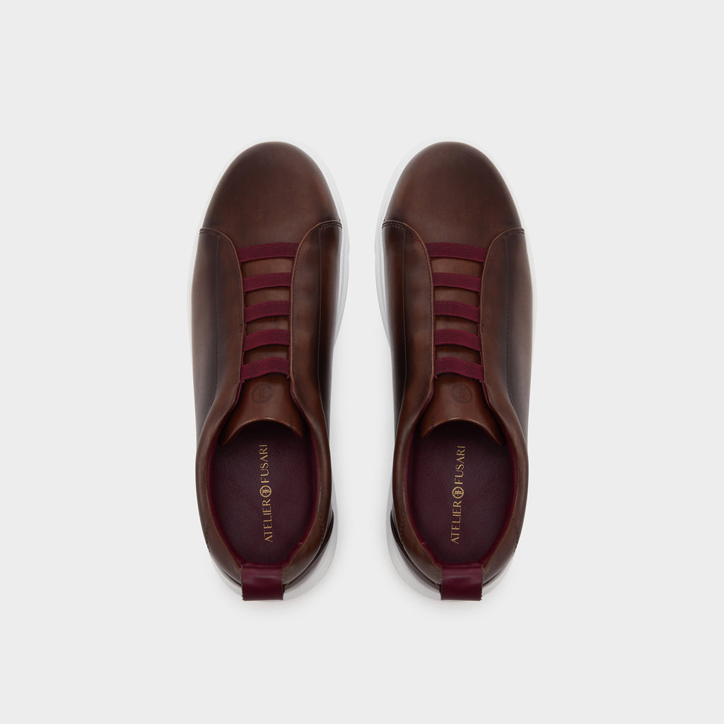 The Sneaker with Straps - Brown with Red Straps
