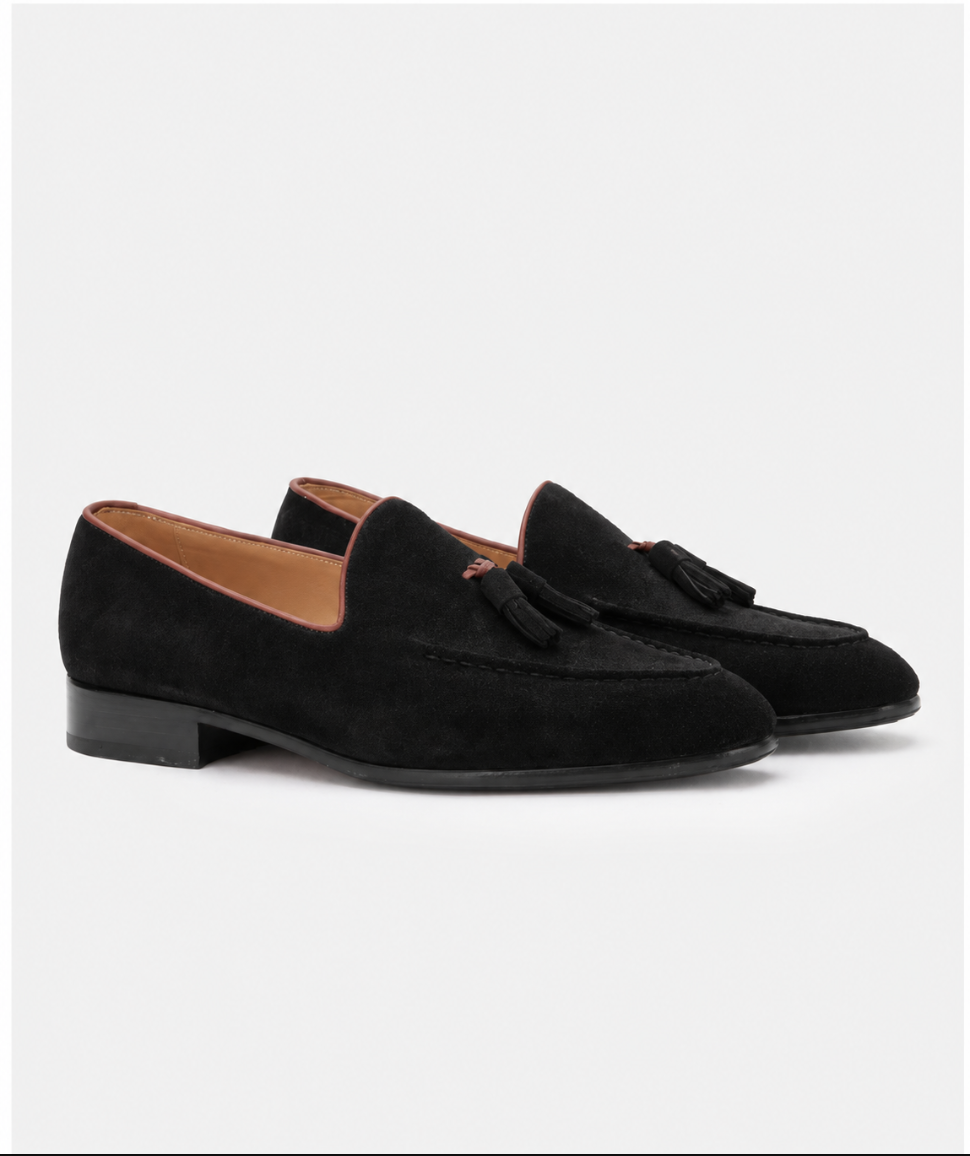 The Tassel Loafer - Black Suede