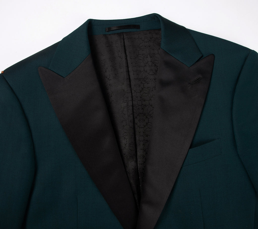 The Single Breasted Peak - Green with Silk Lapel