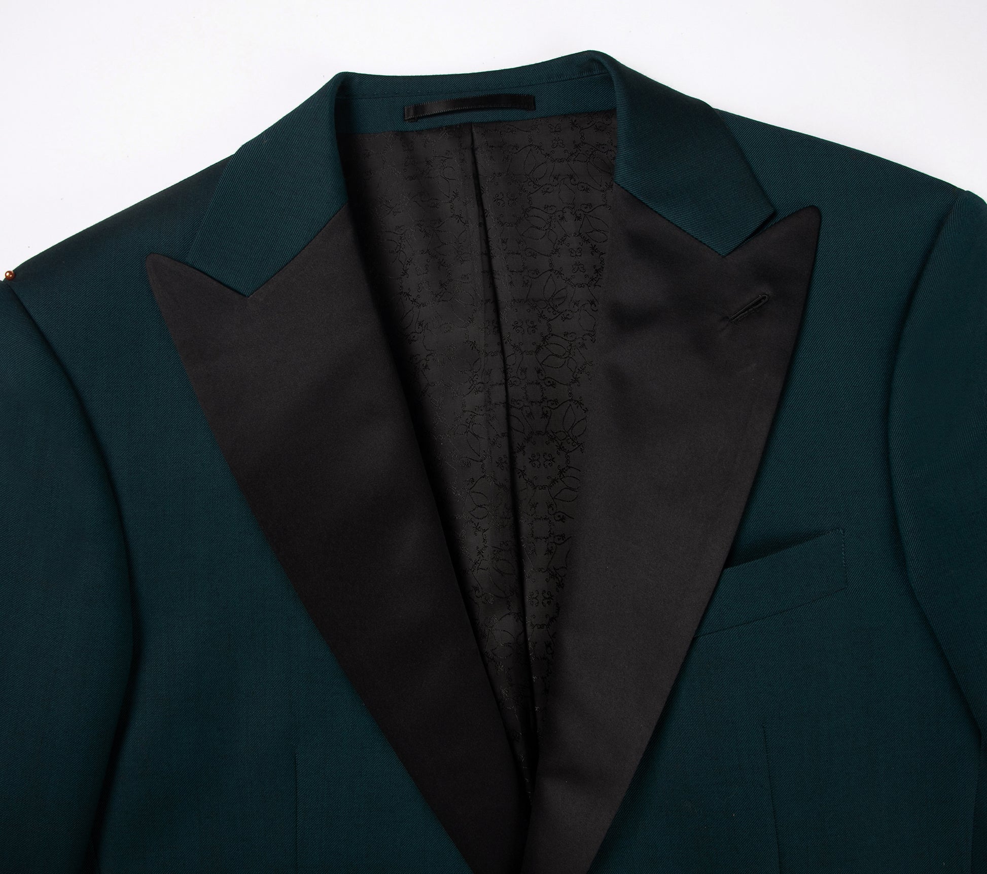 The Single Breasted Peak - Green with Silk Lapel