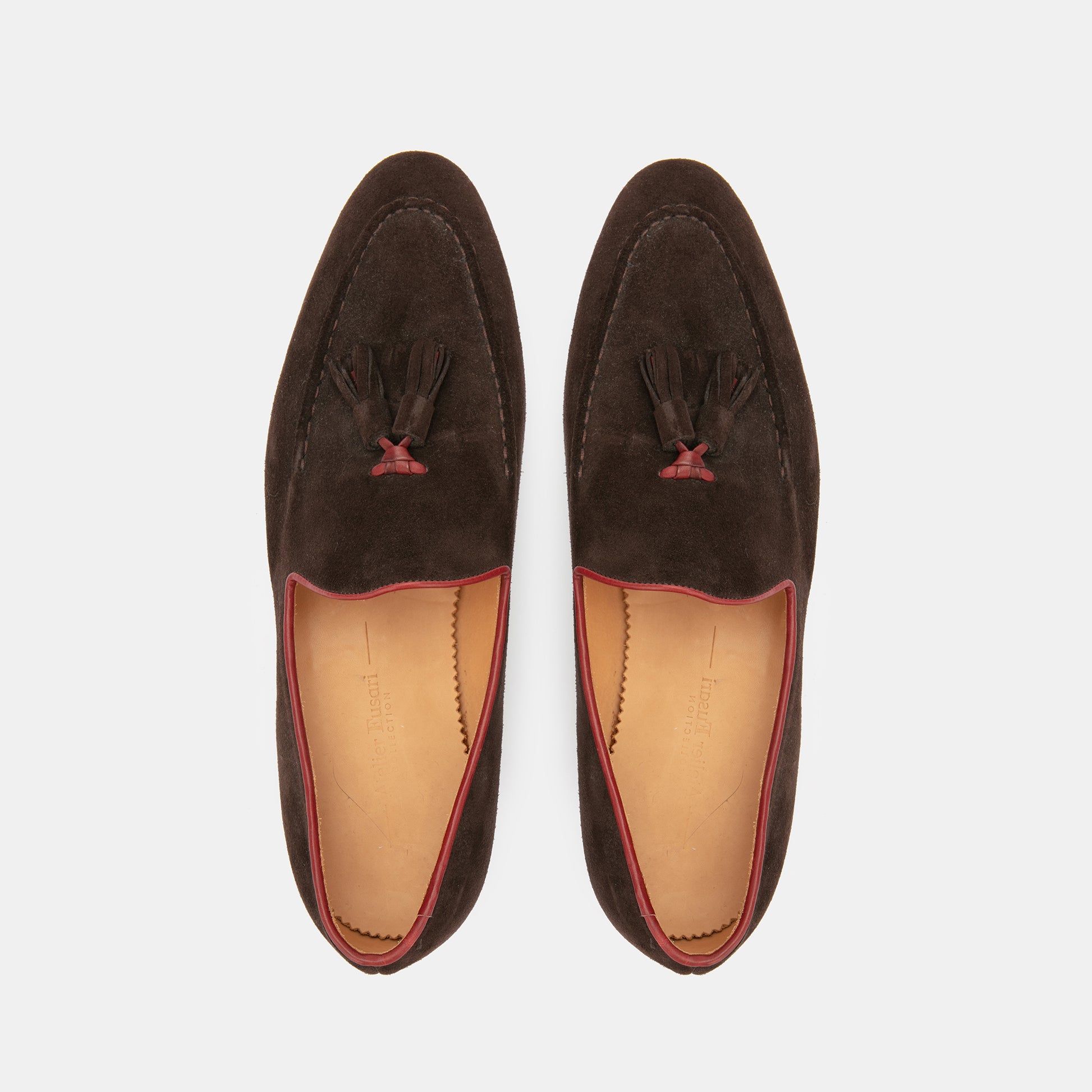 The Tassel Loafer - brown braid / black piping