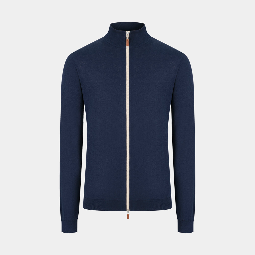 The Zipper Sweater - Navy with White Zipper