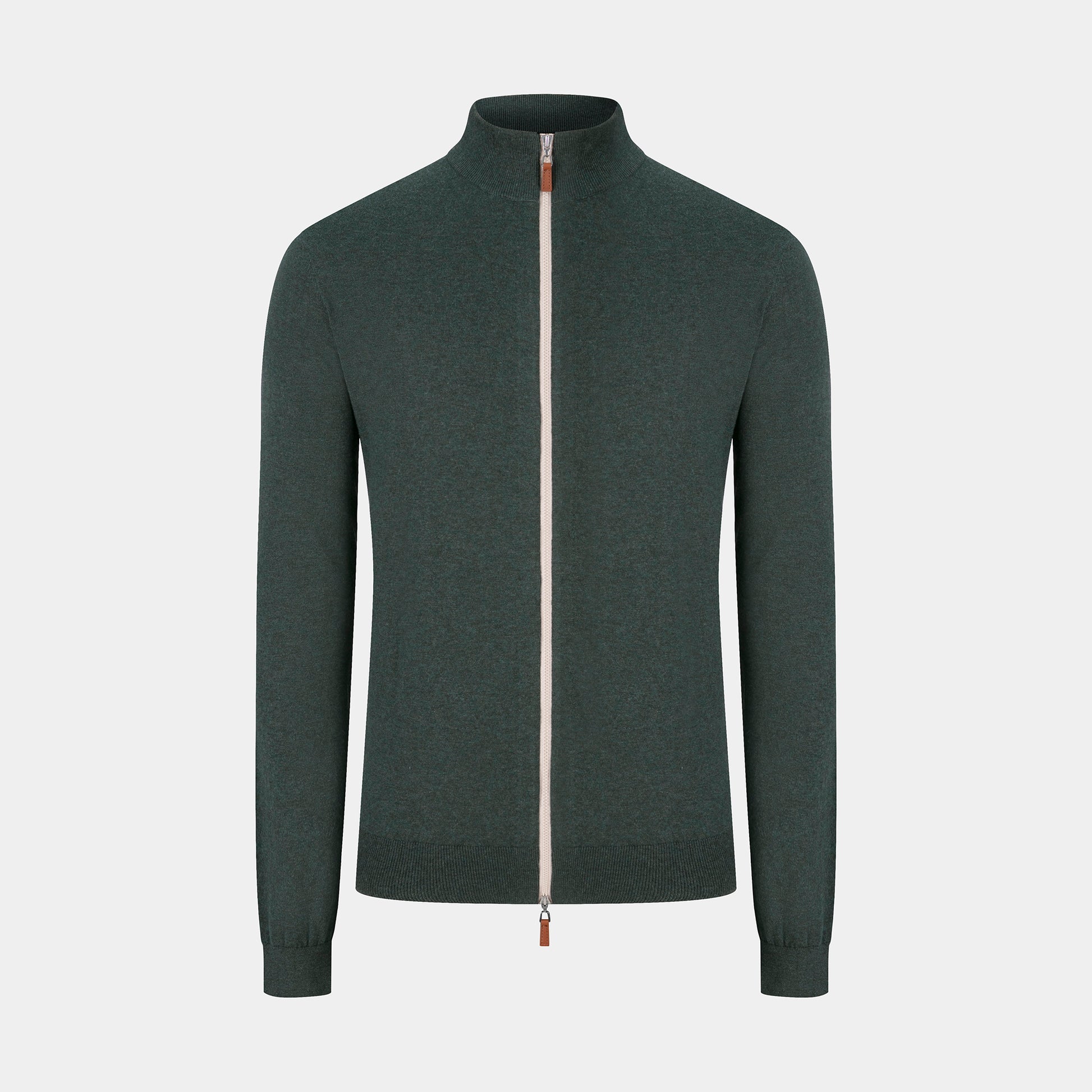 The Zipper Sweater - Dark Green with White Zipper