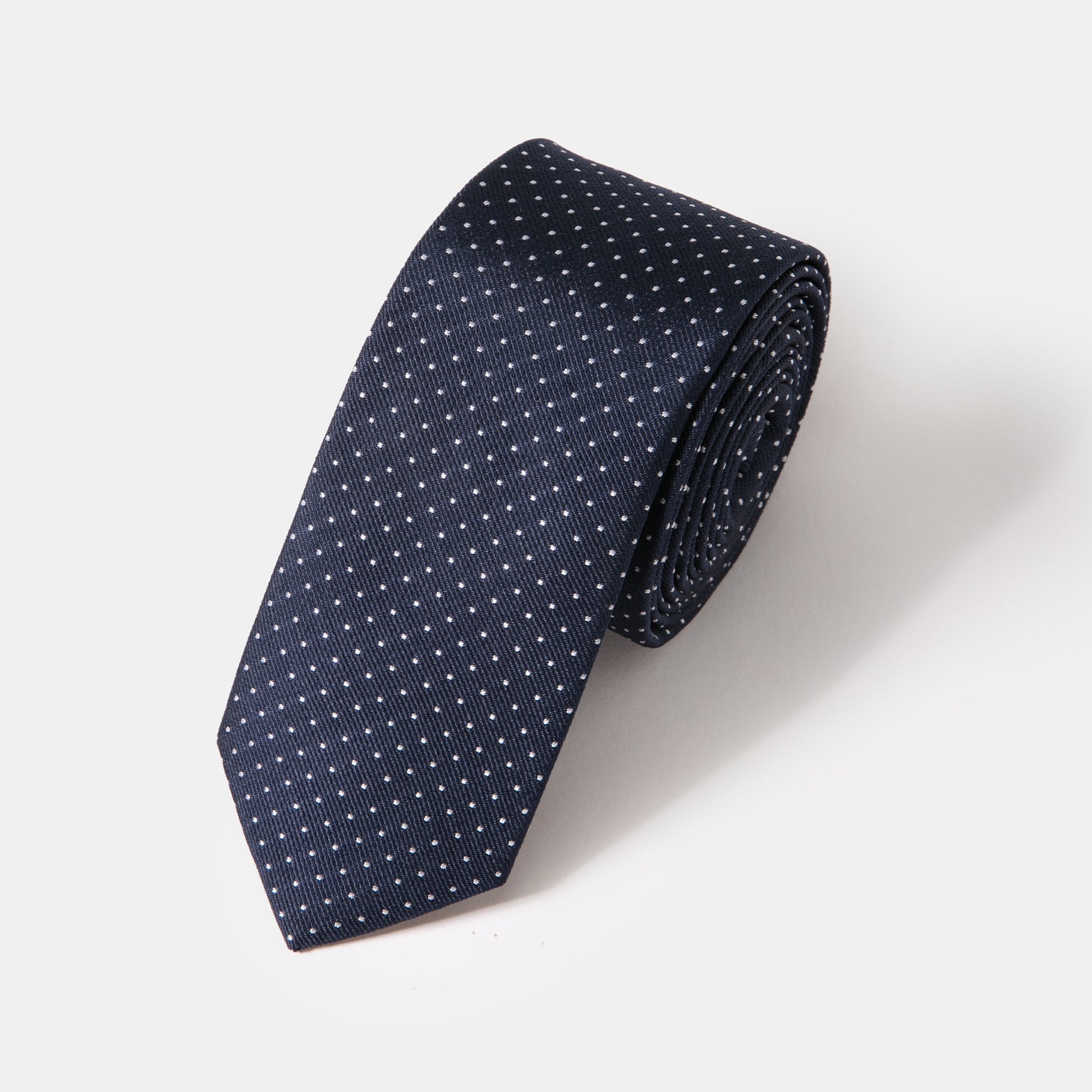 The Fusari Collection Tie - Dark Blue with Dots