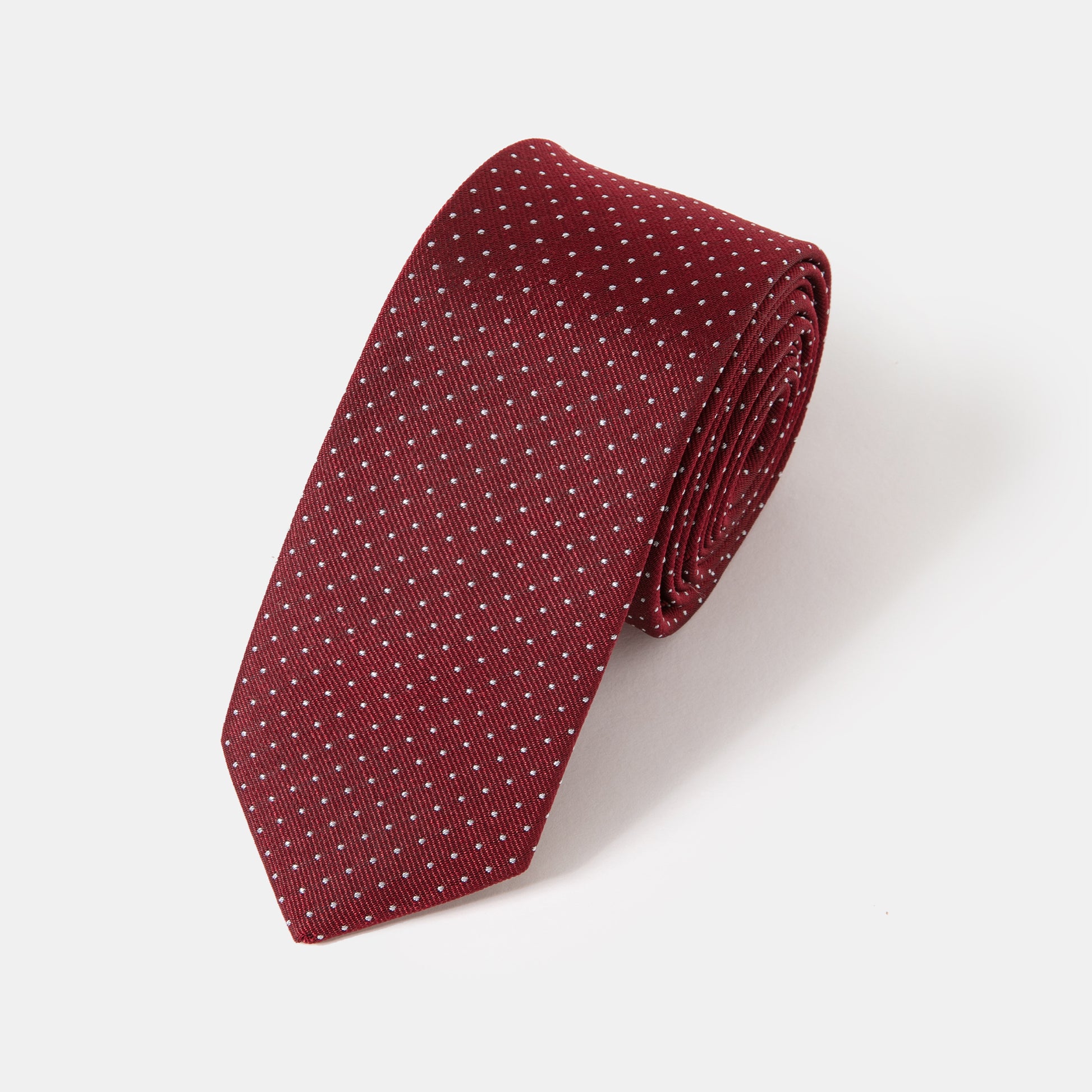 The Fusari Collection Tie - Dark Red with Dots