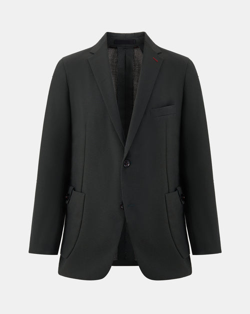 Single-Breasted Textured Blazer - Military Green