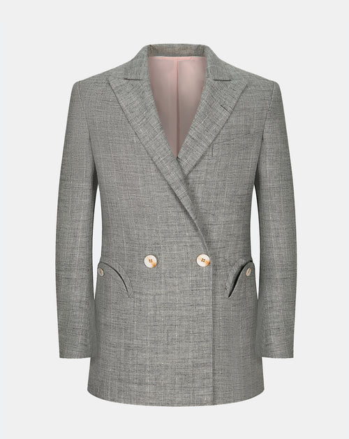 The Dual Line Blazer - Grey with Pink Interior