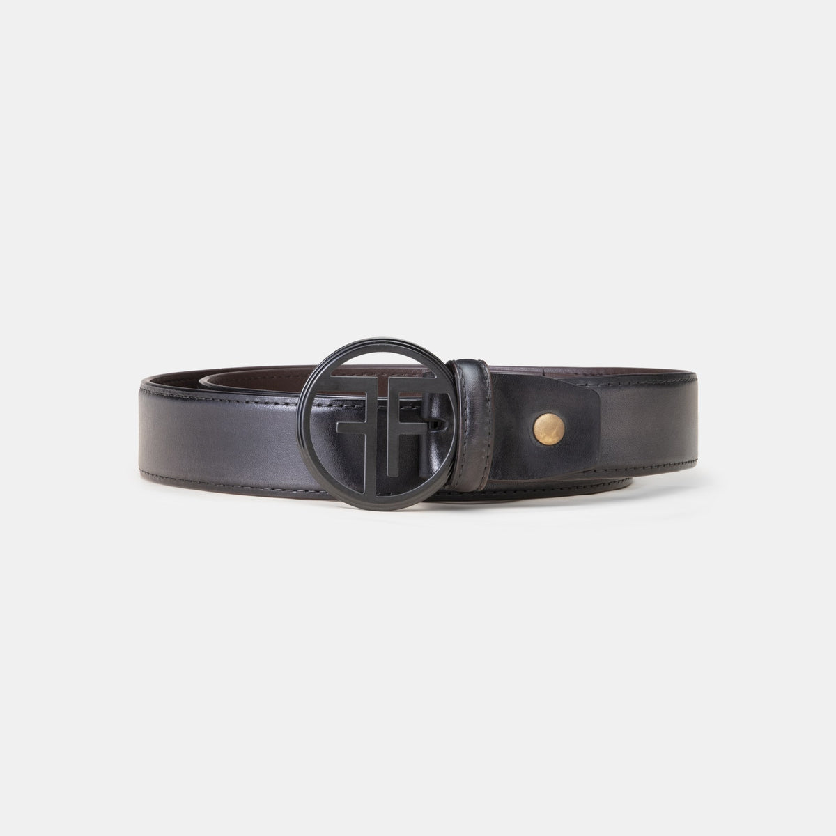 The Belt with Black Logo - Brown