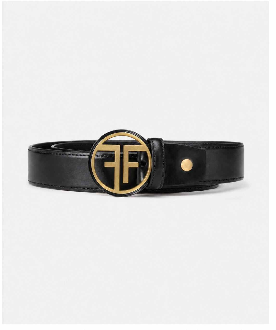The Belt with Gold Logo - Black