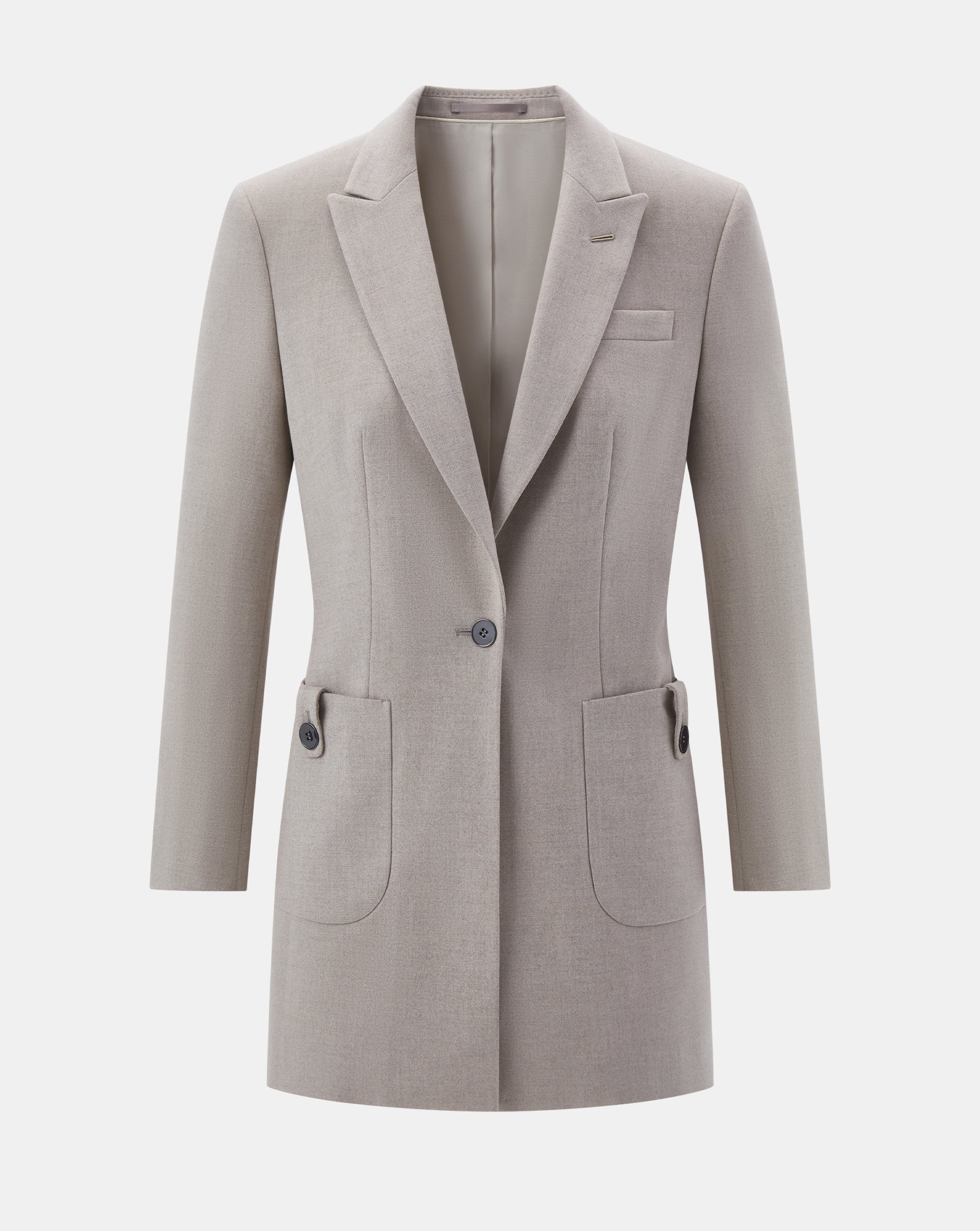 The Long Classic Blazer - Light Grey